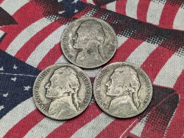 1943 P, D, S Jefferson Nickels