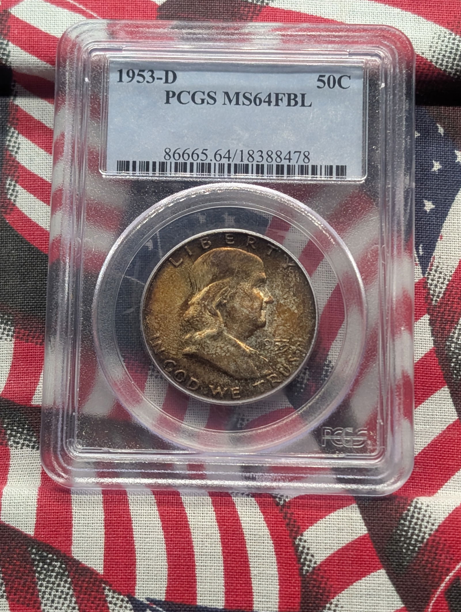 1953-D Franklin Silver Half Dollar - PCGS MS64 FBL *TONED* (1 of 4)