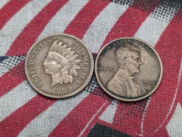 1909 Indian Head Cent & 1909 Lincoln Wheat Cent