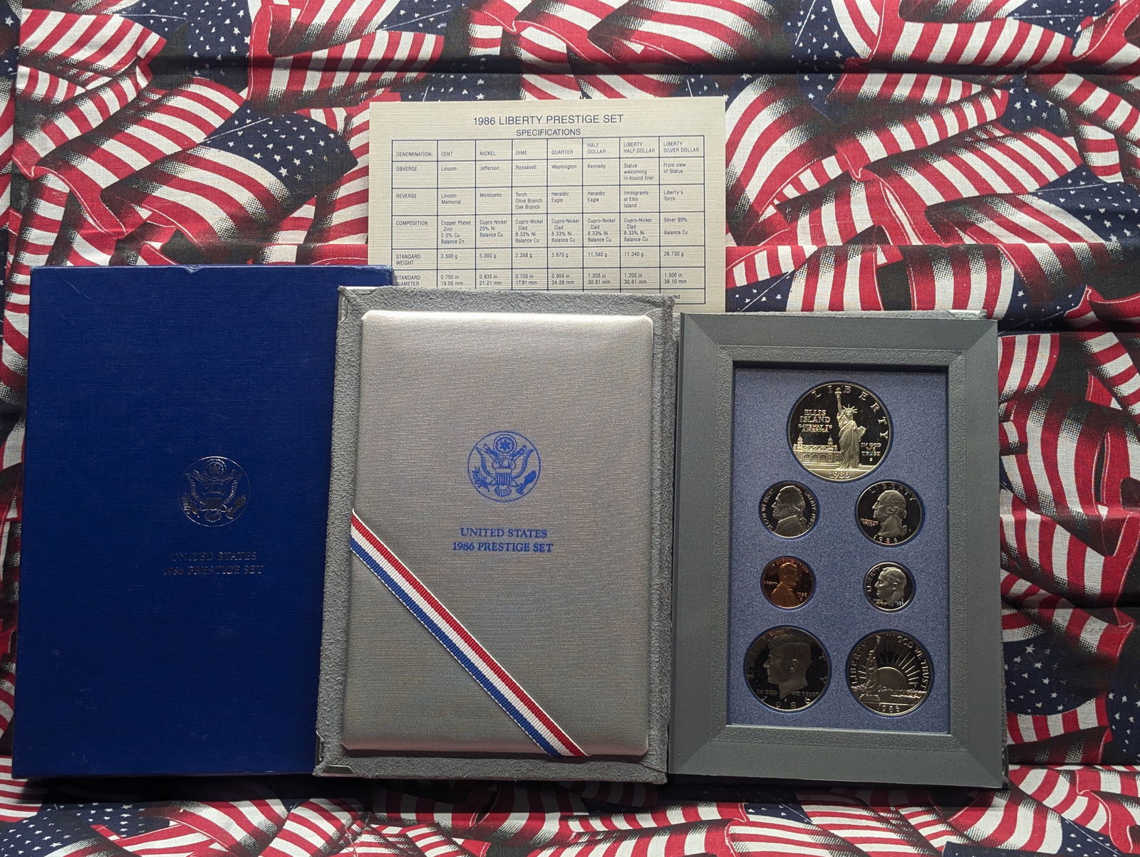 1986-S U.S. Mint Prestige Set in OGP w/ COA - Statue of Liberty Commem Silver Dollar (1 of 5)