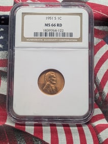 1951-S Lincoln Wheat Cent NGC MS66 RD