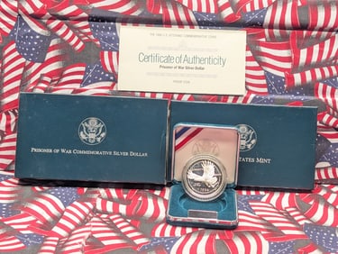 1994-P PROOF Prisoner of War Commem Silver Dollar in OGP w/ COA