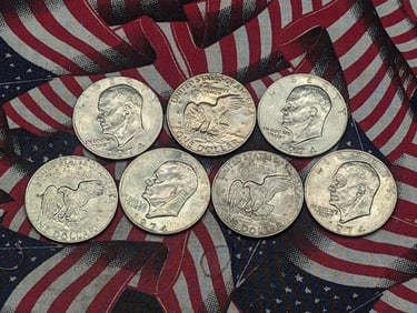 (7) 1974-P Eisenhower Dollars