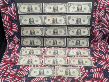 Lot of Twenty 1963 B Series $1.00 Joseph W. Barr Notes