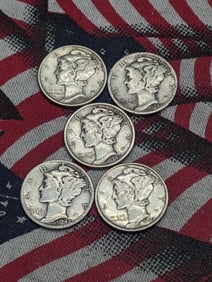 (5) 1942 Mercury Dimes