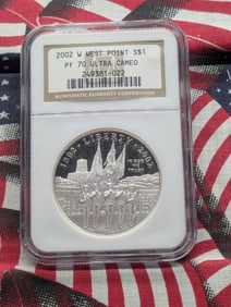 2002-W PROOF West Point Bicentennial Commem Silver Dollar - NGC PF70 ULTRA CAMEO