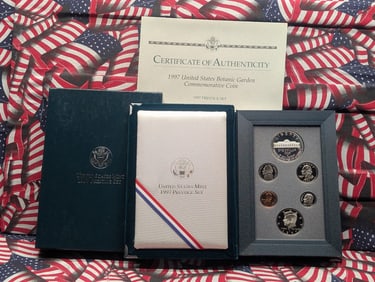1997-S U.S. Mint Prestige Set in OGP w/ COA - Botanic Gardens Commem Silver Dollar