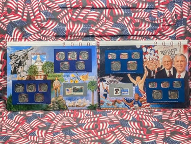2000 P & D State Quarter Sets and US Mint sets w/ Stamps