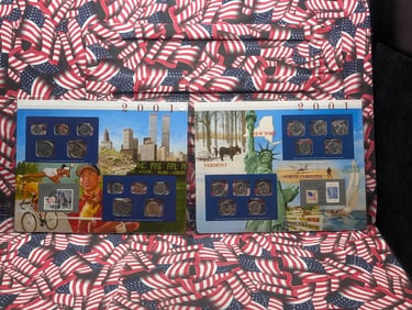 2001 P & D State Quarter Sets and US Mint Sets w/ Stamps