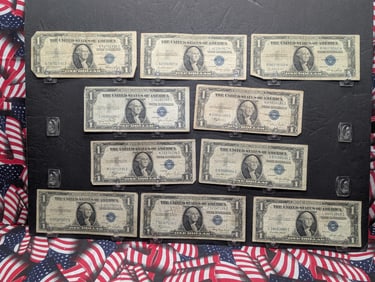 (1) 1935-A, (2) 35-C, (2) 35-D, (5) 35-E Series $1.00 Silver Certificates