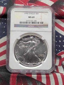 1992 American Silver Eagle NGC MS69