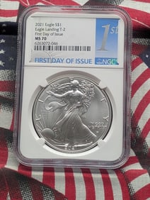 2021 Eagle Landing T-2 American Silver Eagle - NGC MS70 *First Day of Issue*
