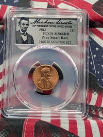 1982-P Lincoln Memorial Cent PCGS MS66 RD Zinc Small Date