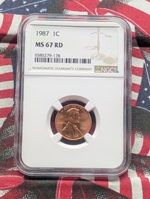 1987-P Lincoln Memorial Cent NGC MS67 RD