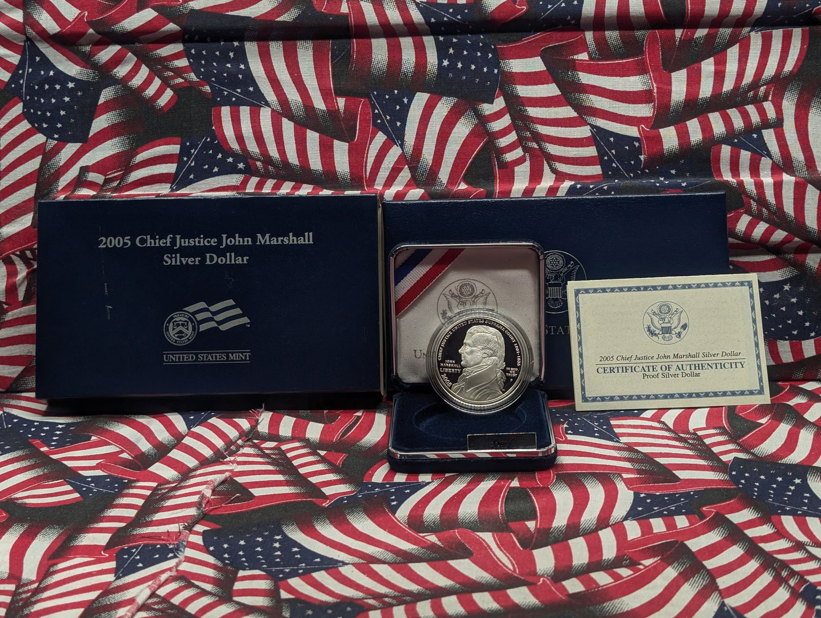 2005-P PROOF Chief Justice John Marshall Commem Silver Dollar in OGP w/ COA: 2005-P PROOF Chief Justice John Marshall Commem Silver Dollar in OGP w/ COA