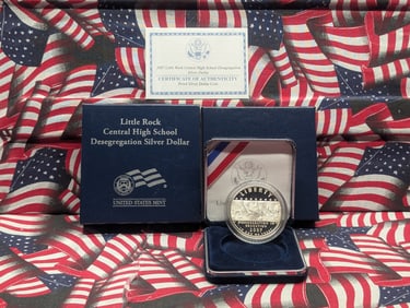 2007-P PROOF Little Rock Central High School Desegregation Commem Silver Dollar in OGP w/ COA