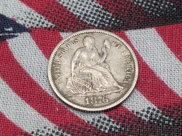 *XF* 1876 w/ Legend Seated Liberty Dime