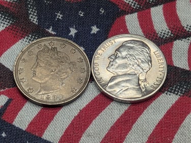 1883 N/C Liberty Head V-Nickel *XF* & 1938 Jefferson Nickel *GEM BU* - Both First Year Coins (2 PCS)
