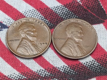 Lot of Two 1909 VDB Lincoln Wheat Cents *FINE/VF* & *XF/AU*
