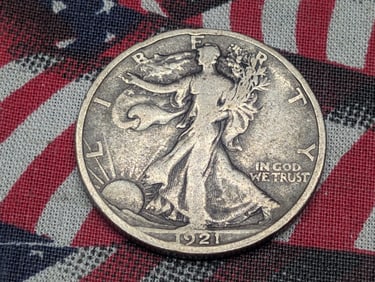 *KEY DATE - FINE* 1921-D Walking Liberty Half Dollar