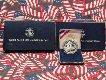 1995-W PROOF WWII 50th Anniv. Commem Silver Dollar in OGP