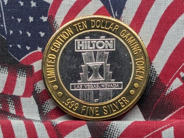 Limited Edition .999 FINE SILVER (Center) Hilton Starlight Express Casino $10 Gaming Token in