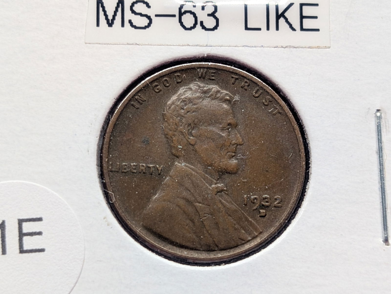 1932-D Wheat Cent, MS-63 Like Details. Complete Wheat Heads (1 of 3)