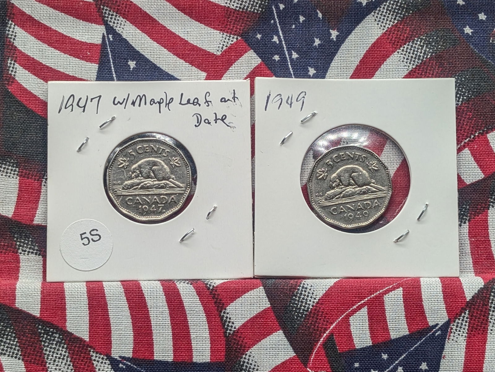 1947 w/Maple Lea f & 1 949 Canadian Nickels: 1947 w/Maple Lea f & 1 949 Canadian Nickels