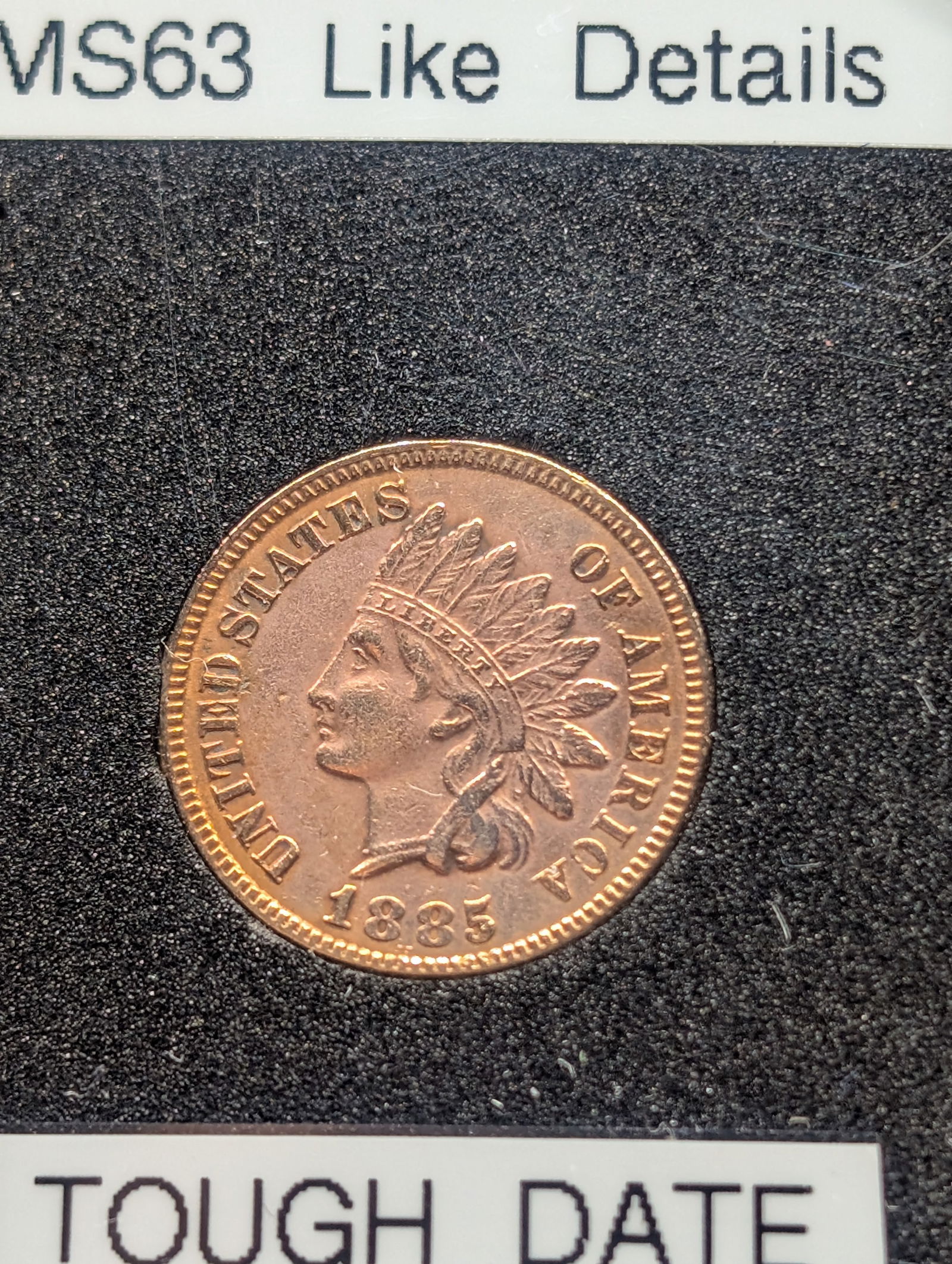 1885  Indian Head Cent , Full Liberty, MS-63 Like Details (1 of 4)