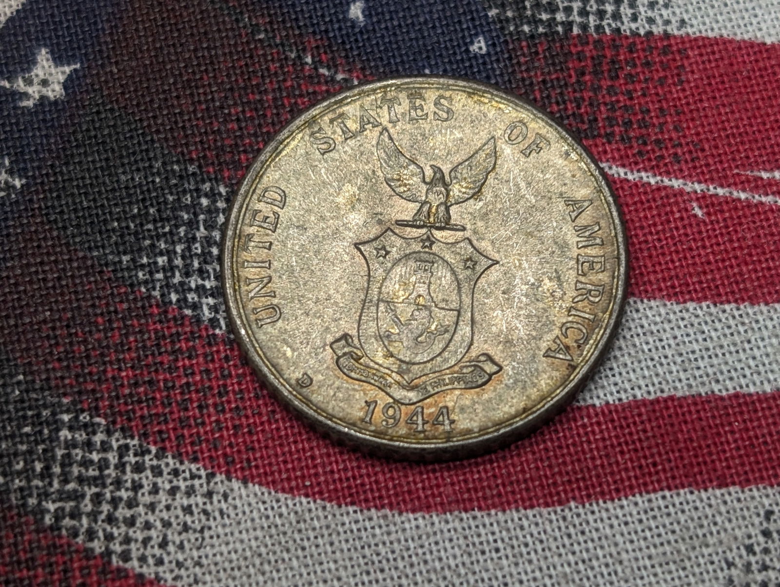 1944-D Philippines 75% Silver 20 Centavos. UNC (1 of 2)