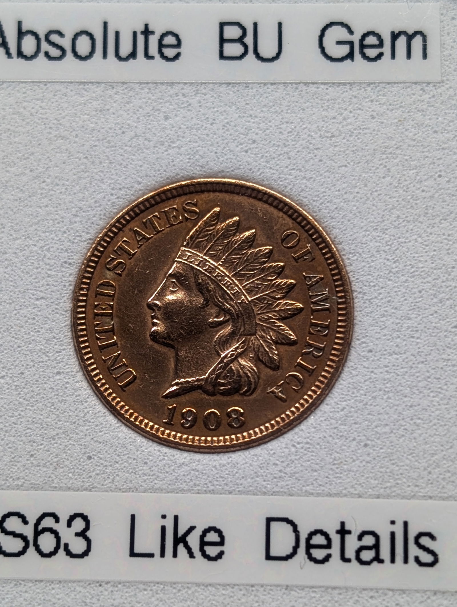 1908  Indian Head Cent , Full Liberty, 4 Diamonds, ABSOLUTE GEM (1 of 4)