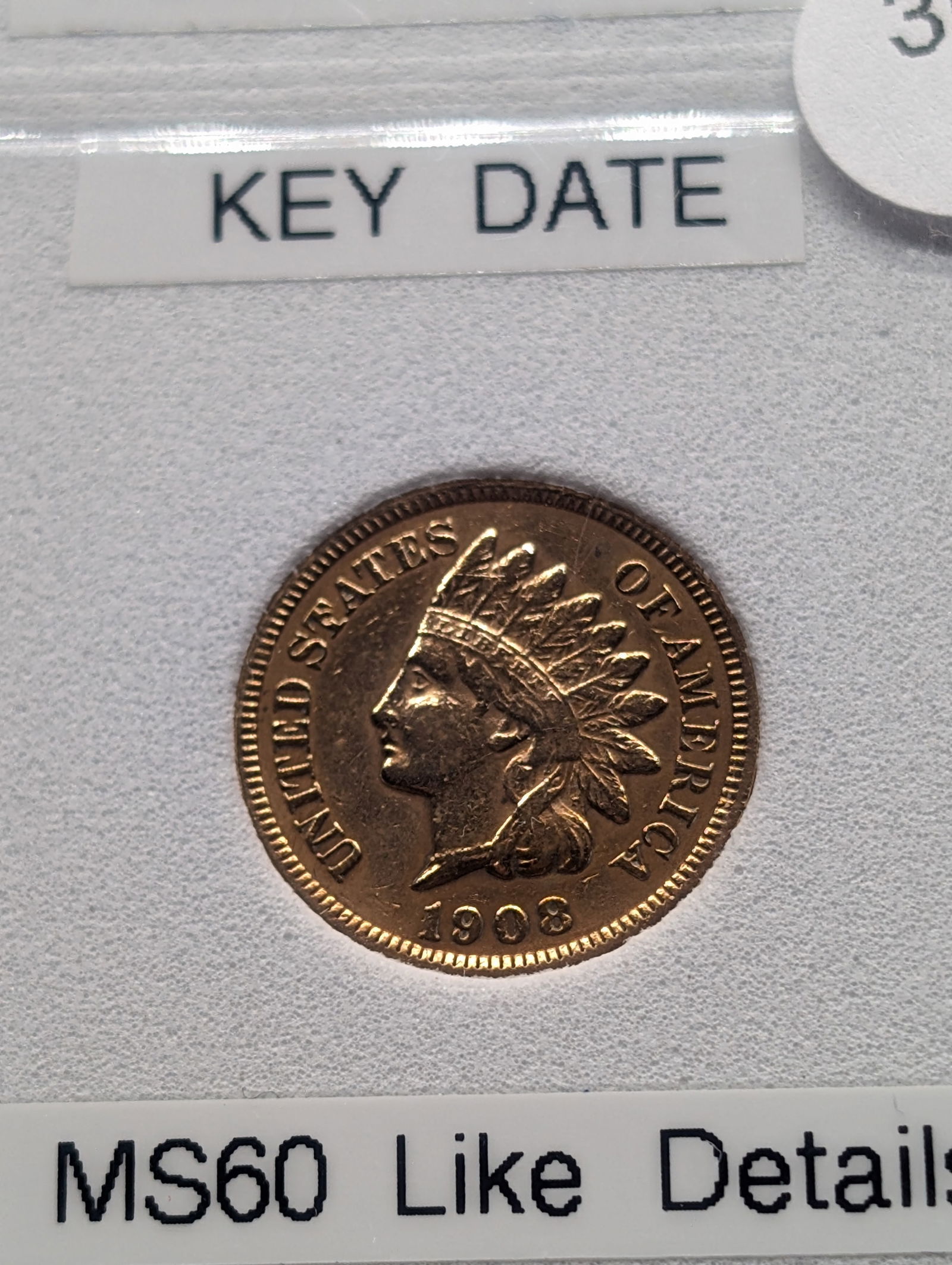 1908-S  Indian Head Cent , Full Liberty, KEY DATE (1 of 4)
