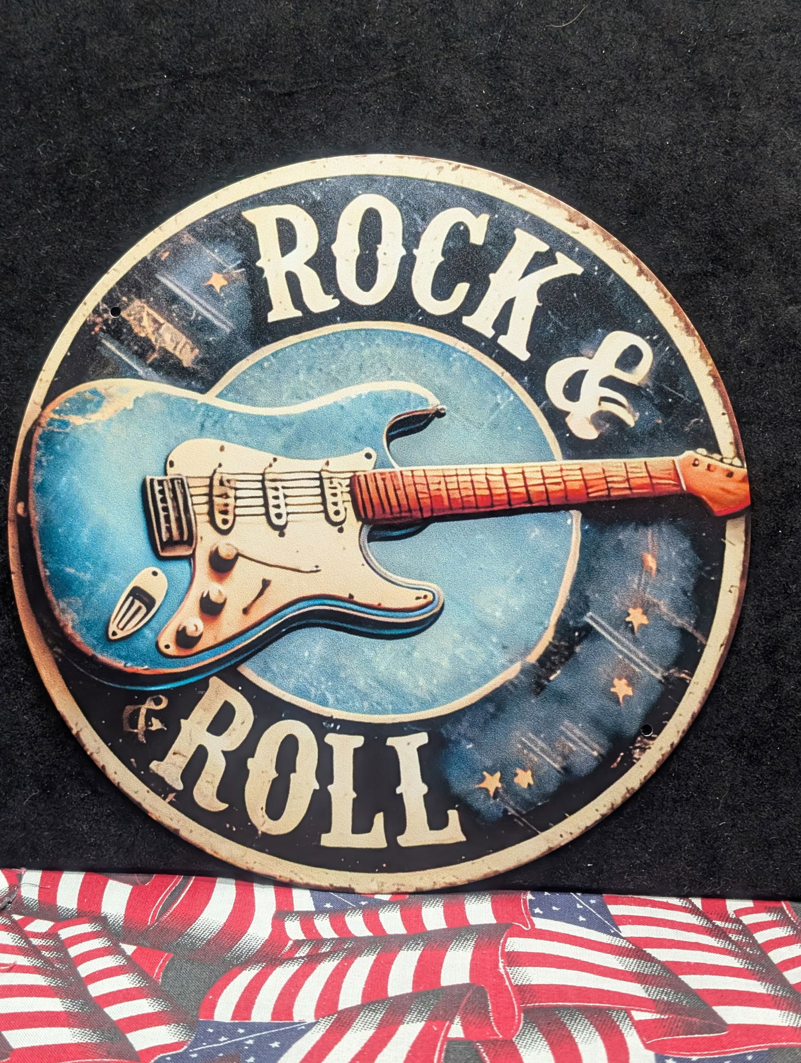 ROCK & ROLL, Metal Sign, 7.75x7.75 Inches-Dinner Plate Size, Perfect For Man Cave, Garage, etc.,: ROCK & ROLL, Metal Sign, 7.75x7.75 Inches-Dinner Plate Size, Perfect For Man Cave, Garage, etc., Holes to Hang Up, New