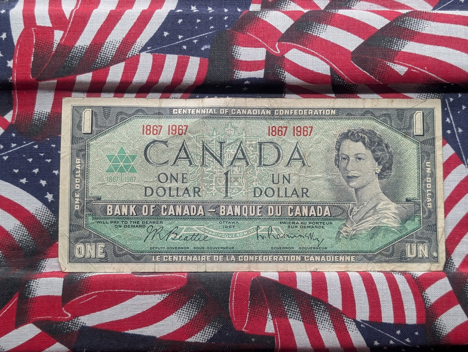 1867-1967, 100 Years, Ottawa Canada $1 Dollar, 58 Years Old: 1867-1967, 100 Years, Ottawa Canada $1 Dollar, 58 Years Old