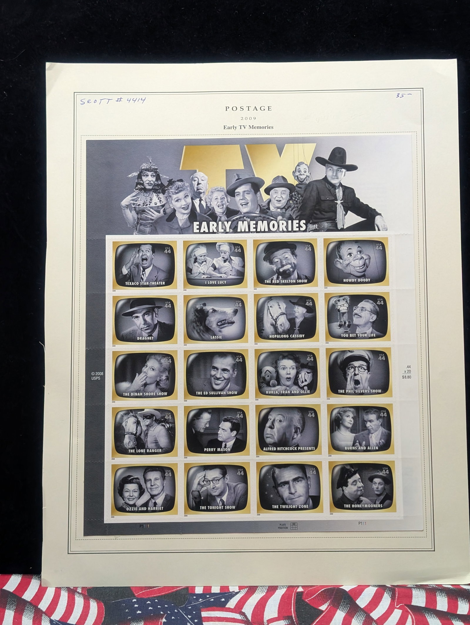 Sheet Of "Early TV Memories" Stamps, Mint, Original Gum, Never Hinged: Sheet Of "Early TV Memories" Stamps, Mint, Original Gum, Never Hinged