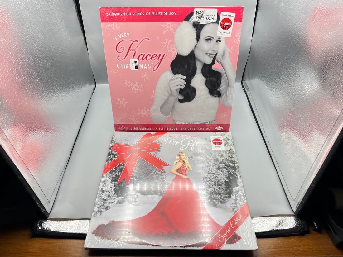 SEALED - Two (2) LP Christmas Lot: Kacey Musgraves: A Very Kacey Christmas (2021), Limited Edition,: SEALED - Two (2) LP Christmas Lot: Kacey Musgraves: A Very Kacey Christmas (2021), Limited Edition, ruby red vinyl; and Carrie Underwood: My Gift (2021), Limited Edition, green vinyl. Both LPs are SEA