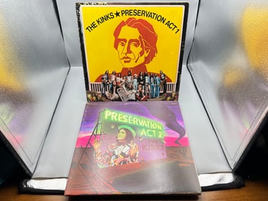 The Kinks (2 LP Lot): Preservation Act 1 (1973); and Preservation Act 2 (1974), gatefold, 2 LPs