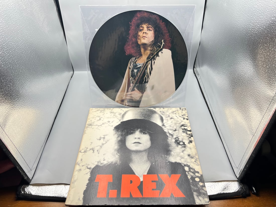 T. Rex (2 LP Lot): The Slider (1972), gatefold; and Where's The Champagne? An Interview With Marc: T. Rex (2 LP Lot): The Slider (1972), gatefold; and Where's The Champagne? An Interview With Marc Bolan - Picture Disc (1982), interview with T. Rex lead singer conducted December, 1971, disc in clear
