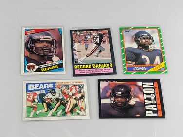 Lot of (5) Vintage Walter Payton Football Cards