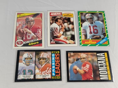 Lot of (5) Vintage Joe Montana Football Cards