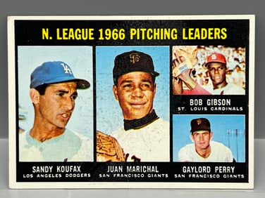 1967 Topps NL Pitching Leaders #236 - Sandy Koufax, Bob Gibson, Juan Marichal, Gaylord Perry
