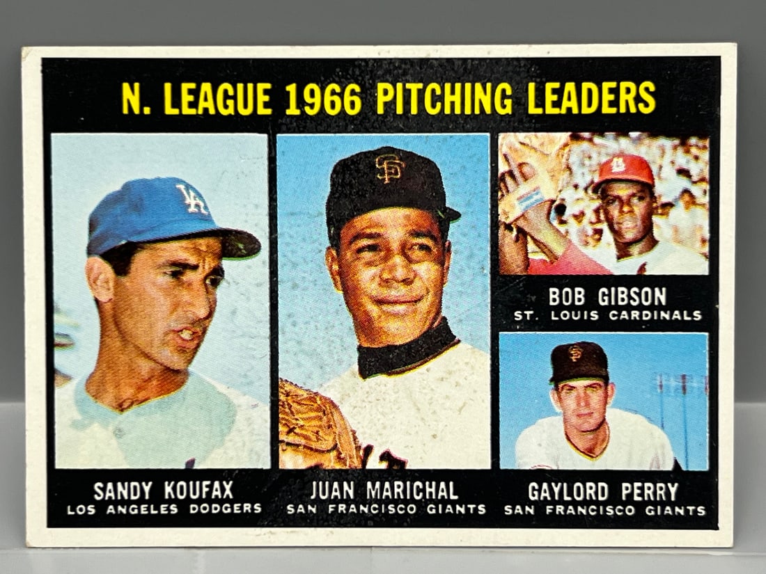 1967 Topps NL Pitching Leaders #236 - Sandy Koufax, Bob Gibson, Juan Marichal, Gaylord Perry (1 of 2)