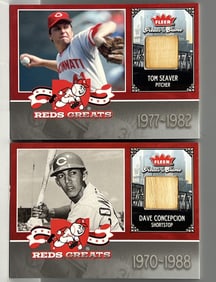 2006 Fleer Greats of The Game Tom Seaver & Dave Concepcion Reds Greats Game Used Bat Relics