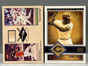 2002 Fleer Dueling Greats Joe Morgan Game Used Bat Relic & SP Legendary Cuts George Foster Game Used