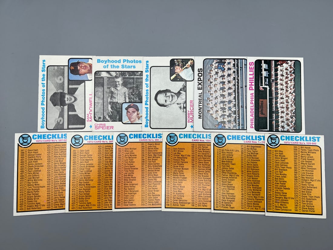 Lot of 11 - 1973 Topps Baseball Checklist & Others - Varying Conditions (1 of 2)