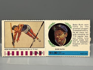 1968 American Oil Winner's Circle Babe Ruth Full Panel W/ Bob Richards