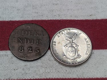 1944-D Philippines 20 Silver Centavos & 1825-S Netherland East Indies 1/4 Stuiver (2 PCS)