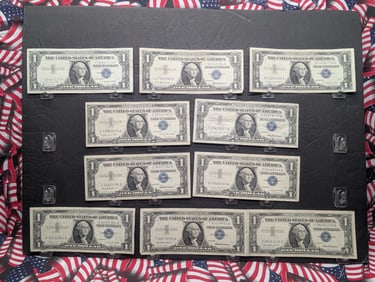 Lot of Ten Various 1957 Series $1.00 Silver Certificates Including One 1957-A Star Note, (5) 1957 &