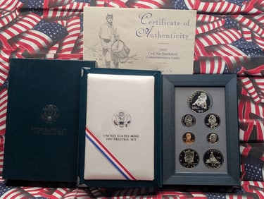 1995-S U.S. Mint Prestige Set in OGP w/ COA - Civil War Battlefield Commemorative Silver Dollar