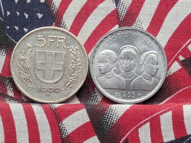 1953 Vietnam 50 Xu & 1932-B Switzerland 5 Silver Francs (2 PCS)